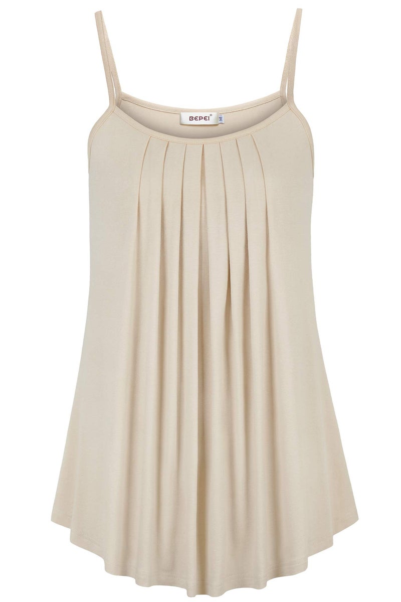 BEPEI Camisoles for Women,Cute Modest Tank Tops Holiday Vacation Wedding Dating Graceful Blouse Flowy Bottom Extra Long Shirt Tunic Beach Clothes Fashion 2026 Beige L - Image 1